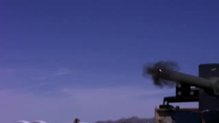 Slow motion firing of the 50mm XM913 chaingun, a scaled-up and modernized version