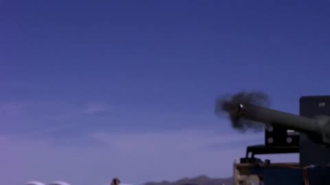 Slow motion firing of the 50mm XM913 chaingun, a scaled-up and modernized version
