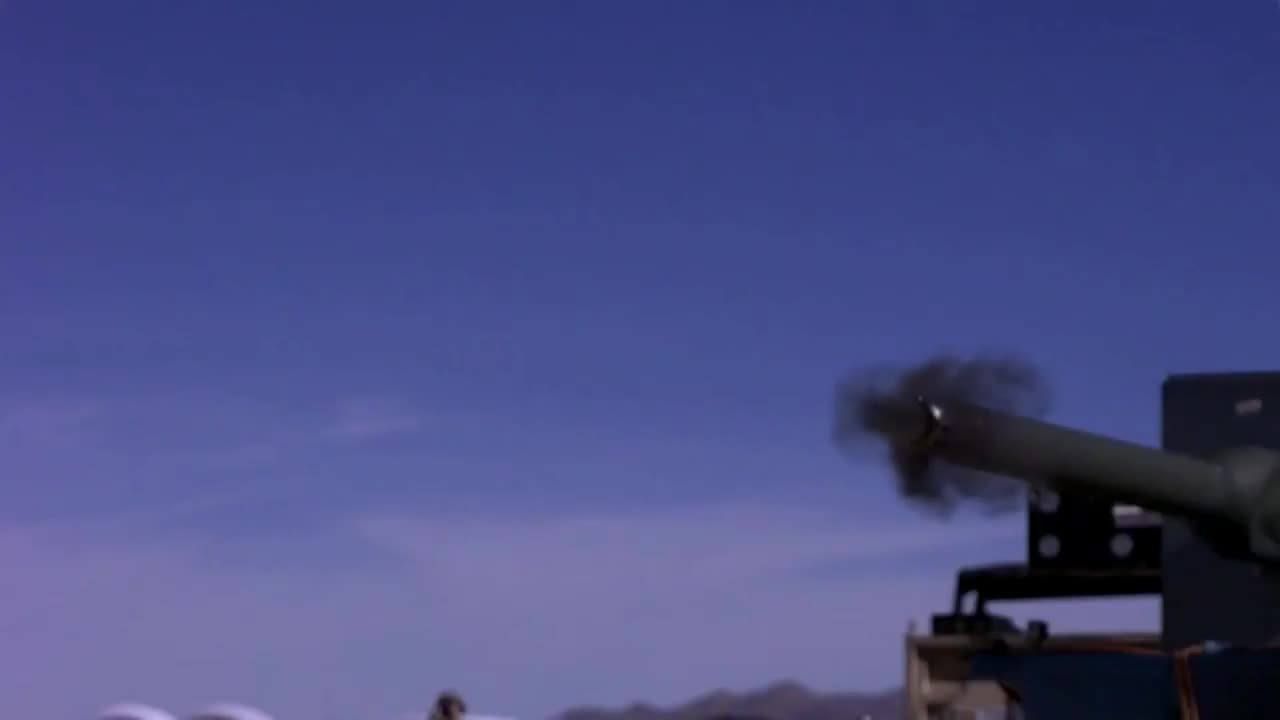 Slow motion firing of the 50mm XM913 chaingun, a scaled-up and modernized version
