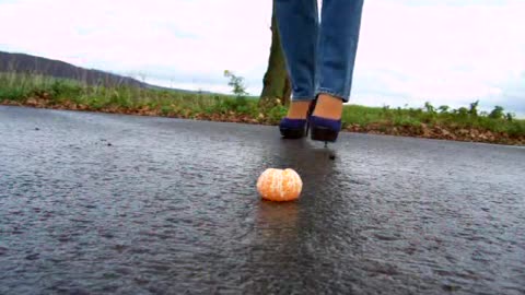 Orange Smashed Under Platform High Heels