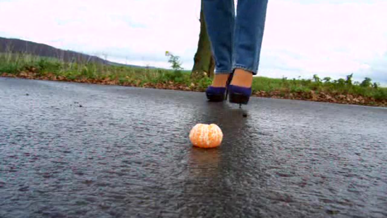 Orange Smashed Under Platform High Heels