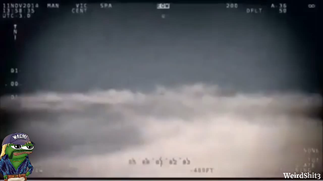 A tic tac UAP is filmed as it releases some type of gas or material into the air