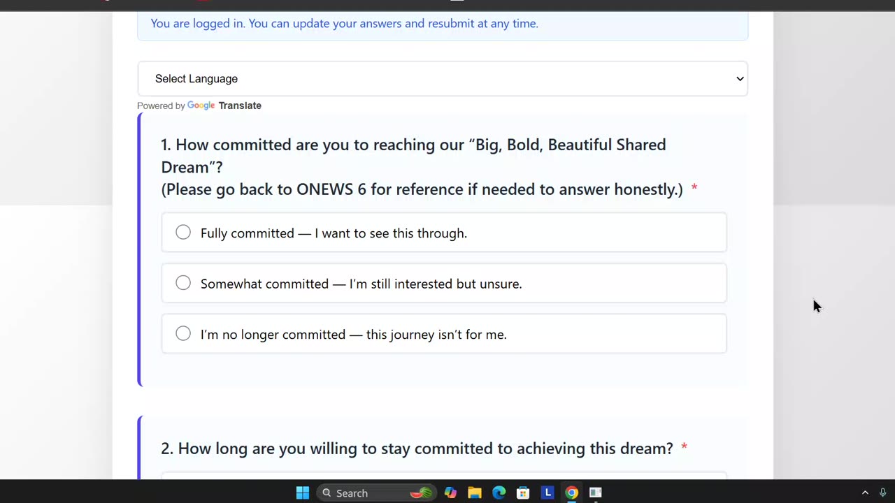 Filling out Ash's Survey