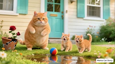 Ginger Misses Papa Cat😿_ Ginger _ Mama Cat’s Journey to Meet Papa Cat at the Beach🚗🌊