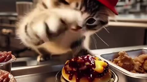 "Cats Cook & Eat Burger 🍔🐱 | Funny Chef Challenge!"