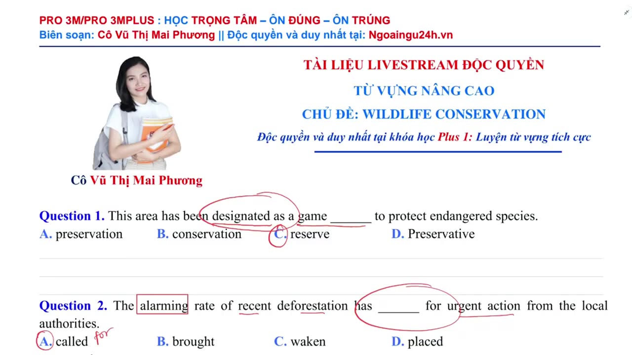 07. Bài 4 Từ vựng chuyên sâu Chủ đề Wildlife Conservation