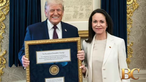 Trump accepts Nobel medal from Venezuelan opposition leader Machado