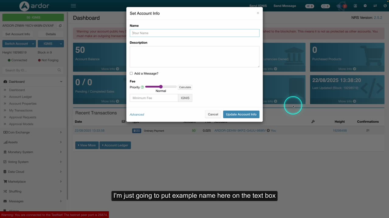 98 How To Set a Name and Description on Your Ardor Account