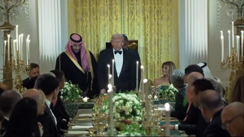 Trump and Saudi Crown Prince sit together for a candle-lit dinner at the White House. @disclosetv