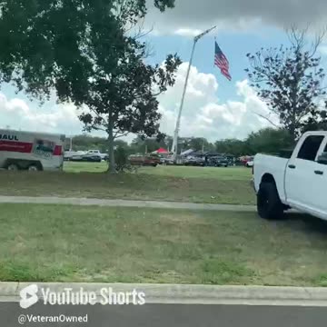 Patriotism at it's best! Huge USA Flag over I95 Harley Davidson Event (Palm Bay/Melbourne Florida)