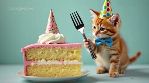 🎂 Tiny Cat_s Adorable Birthday Party_ 🐾 _ _cat _cute _birthday(1080P_HD)