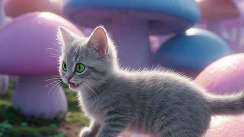 Mushroom Hopper Kitty! 🐱🍄 | Adorable Cat Jumps on Mushrooms #shorts #CuteCats #Kitten #cat