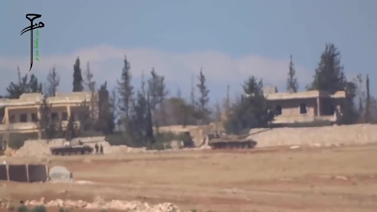 Syrian War N. Hama TOW ATGM vs T-72 hit (Hazzm Movement) 2014.10.04