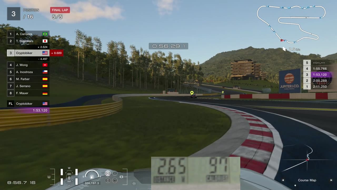 Playing Gran Turismo 7 while riding exercise bike