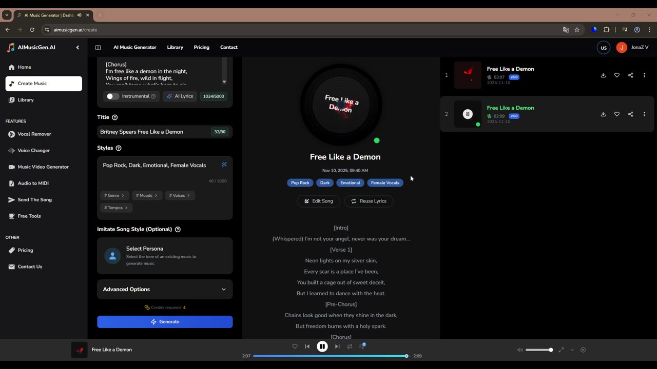 Britney Spears Free Like a Demon new song 2025