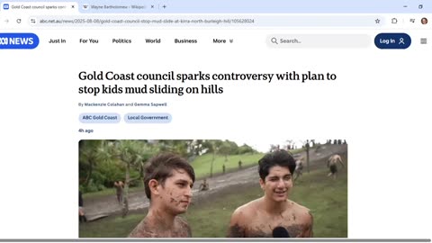 ABC story on kids mud sliding down a Kirra hill has Clinton comms and other rabbit holes