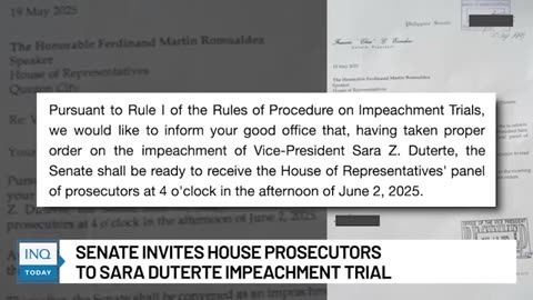 Senate invites House prosecutors to Sara Duterte impeachment trial INQToday