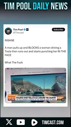 Man BLOCKS 61 Yr Old Woman Driving A Tesla Then Runs Out & Starts Punching Her IN THE FACE