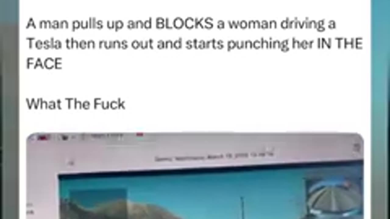 Man BLOCKS 61 Yr Old Woman Driving A Tesla Then Runs Out & Starts Punching Her IN THE FACE
