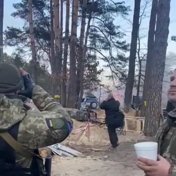 Ukrainians Having Morning Coffee While Firing Grads into Russian Lines