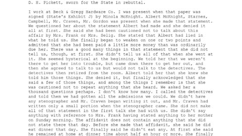 D. H. Pickett — Sworn in for the State — 167th Witness to Testify
