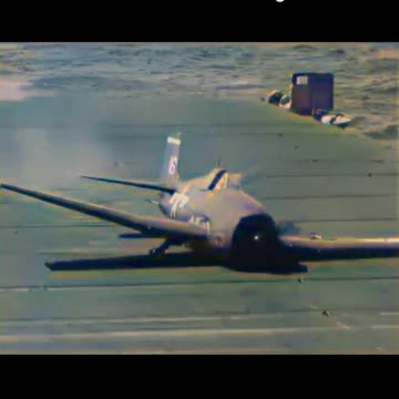 F4U Corsair struggles to land ✈️ WWII carrier deck challenge 🎥 #Colourized