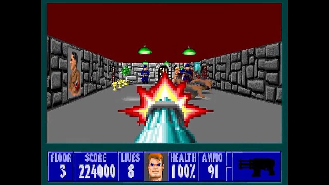Wolfenstein 3D, DOS, 1992 - 100% Complete, Episode 5 Floor 3 (Trail of the Madman)