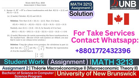 Client Work (Exam) MATH 3213 Assignment 2 – Macroeconomic Theory II | University of New Brunswick