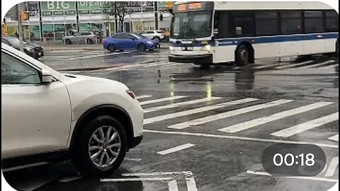 Q58 MTA Citybus and Q59 MTA Citybus Driving Passed By Grand Ave