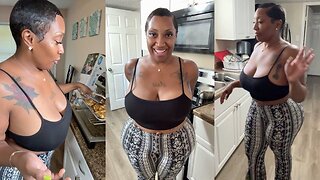 Jus Monie Best Curvy Chocolate Model Busty PAWG Rides In The Kitchen Is Insane