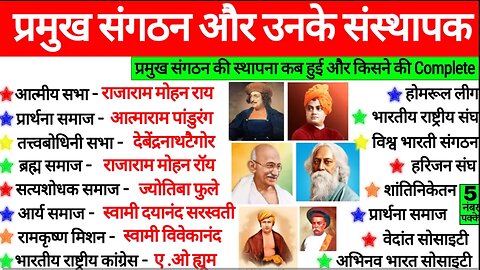 प्रमुख संगठन और उनके संस्थापक संगठन और इसके संस्थापक Major organizations and their founders trick gk