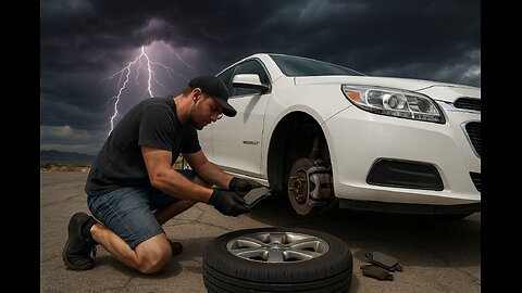 CHANGING MY FRONT BRAKE PADS!!! IMCOMING SEVERE THUNDERSTORM TOO FIGHTING THAT AS WELL!!!!