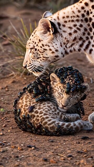 Birds Help Leopard baby