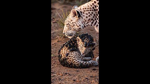 Birds Help Leopard baby