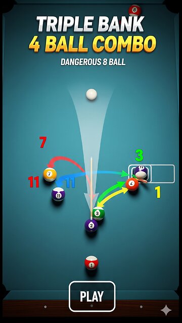 🎱 8 Ball Pool: INSANE Triple Bank 4-Ball Combo by FEARSHOTZYT! (Level 607 Master Play)