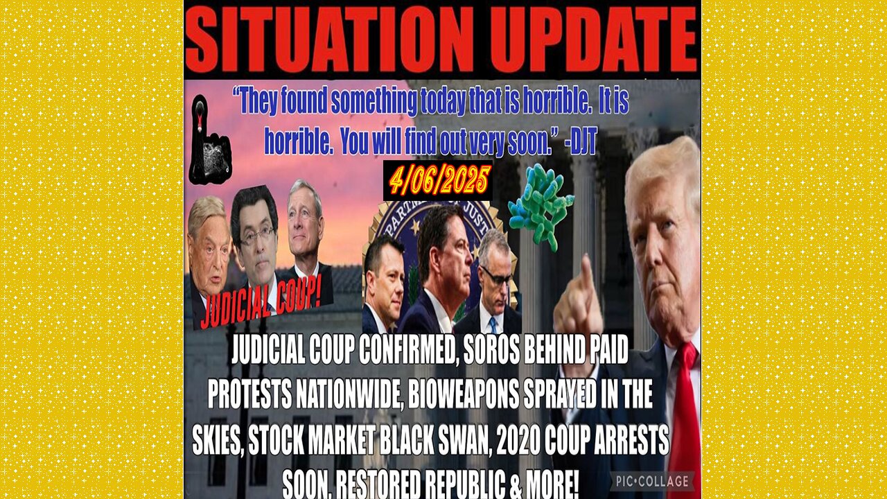 SITUATION UPDATE 4/6/25 - Judicial Coup Confirmed, Soros Paid Protests, Weapons Ed’s Kies, Tariffs, Black Swan