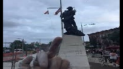 Chronos AI News: Zohran Mamdani flipping off a statue of Christopher Columbus
