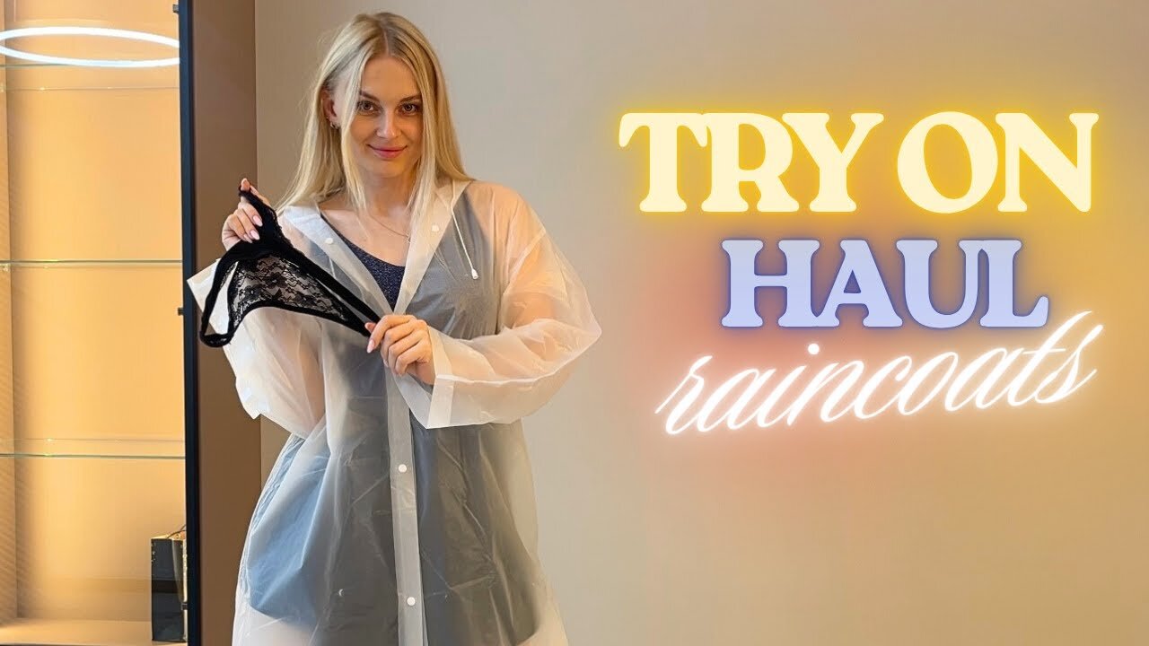 [4K] Transparent Raincoat Try-On | Gentle Rain Mood