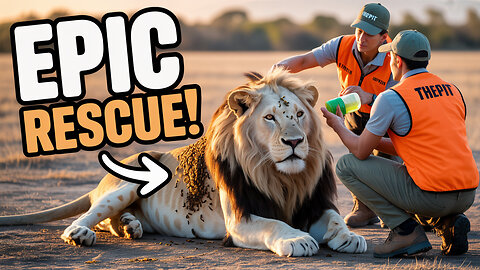 Epic RESCUE team saves lion covered in honeycomb bee