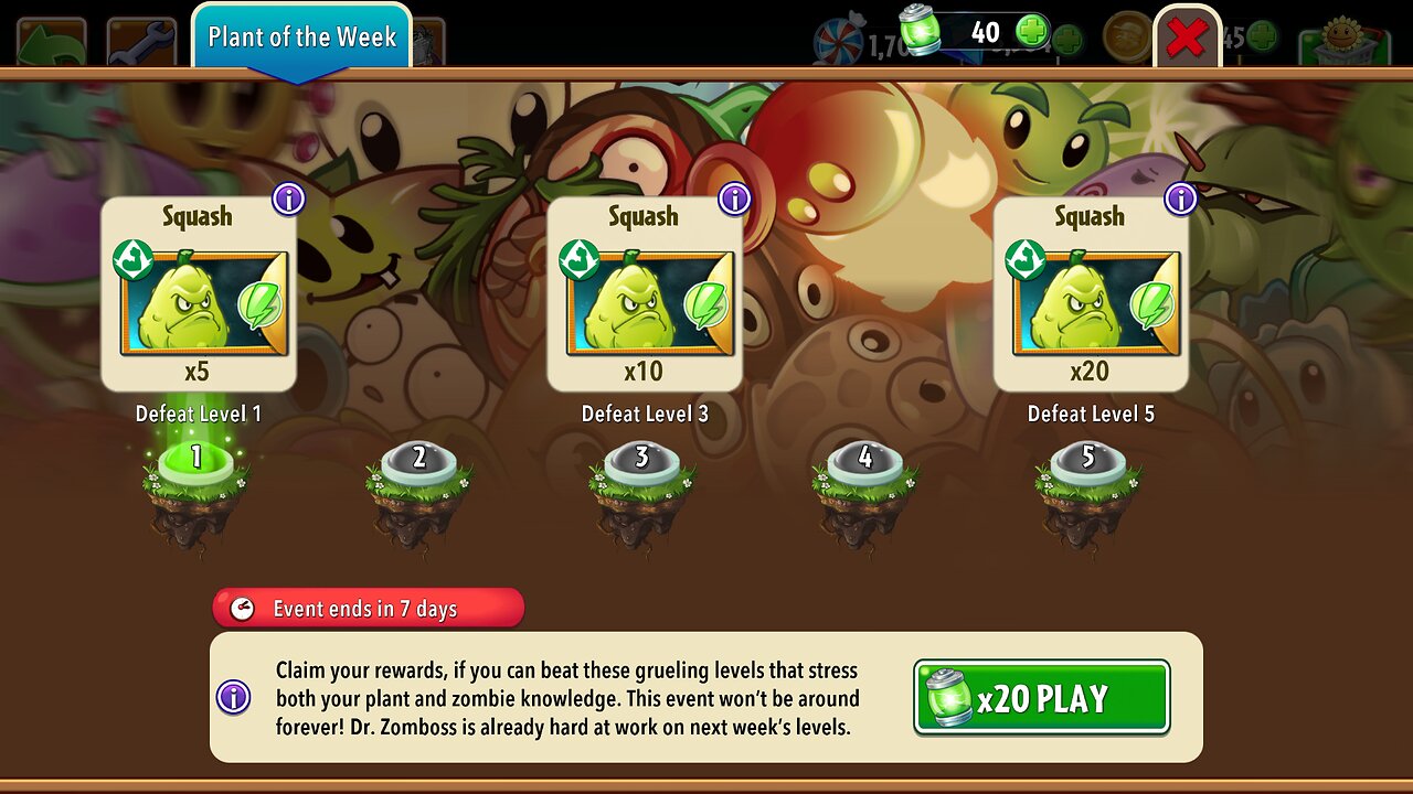 Plants vs Zombies 2 - Plant of the Week - Squash - April 2025