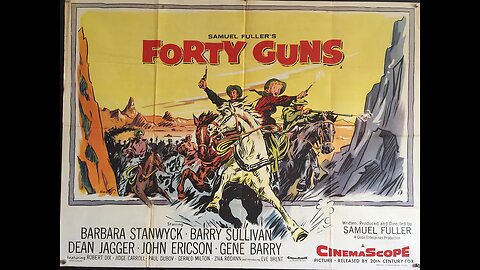 Samuel Fuller's Forty Guns, Western 1957. Barbara Stanwyck, Barry Sullivan, Gene Barry, Dean Jagger, Hank Worden, John Ericson, Ziva Rodann