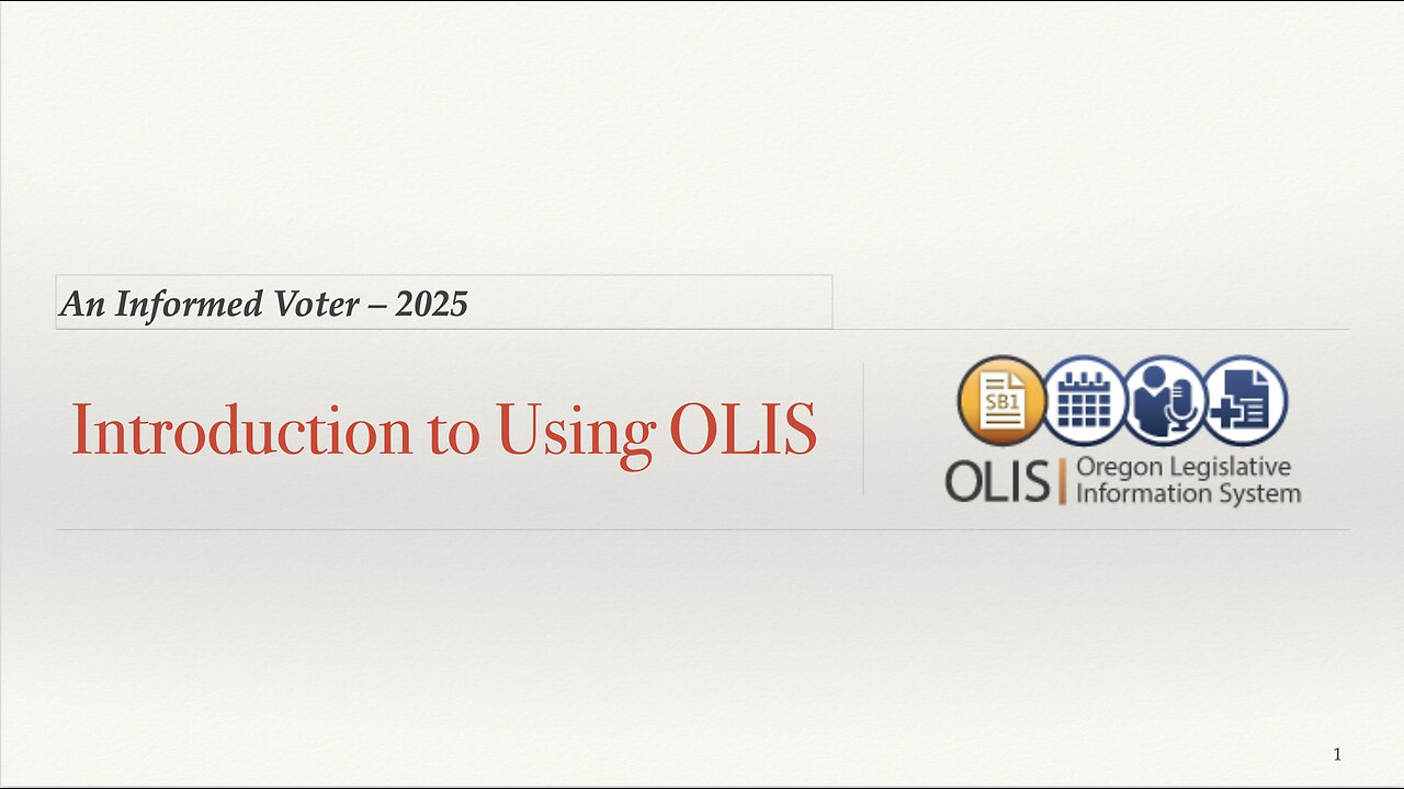 Introduction to using OLIS - 2025 - Skeet Arasmith