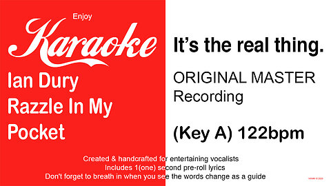 Ian Dury - Razzle In My Pocket (Key A) 122bpm (2025) Karaoke