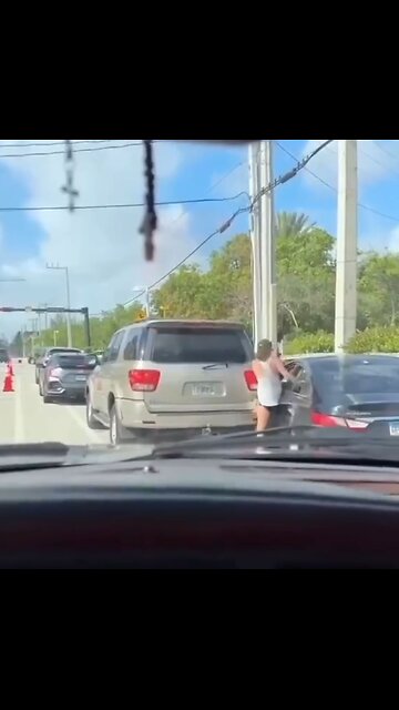 Road rage, forgets to put car in park. Instant Karma