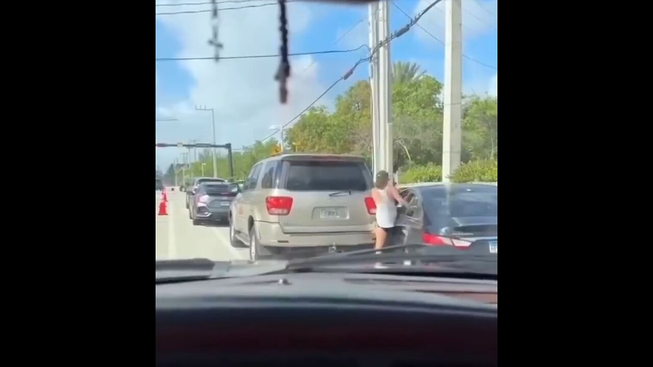 Road rage, forgets to put car in park. Instant Karma