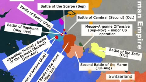 D WWI – German Empire vs Allies (France, British Empire, America) — Western Front 1916 vs 1918
