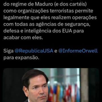 @SecRubio acaba de declarar que a designação do regime de Maduro (e dos cartéis) como organizações terroristas lhes permite realizar legalmente operações com todas as agências de segurança, defesa e inteligência dos EUA para pôr fim a elas