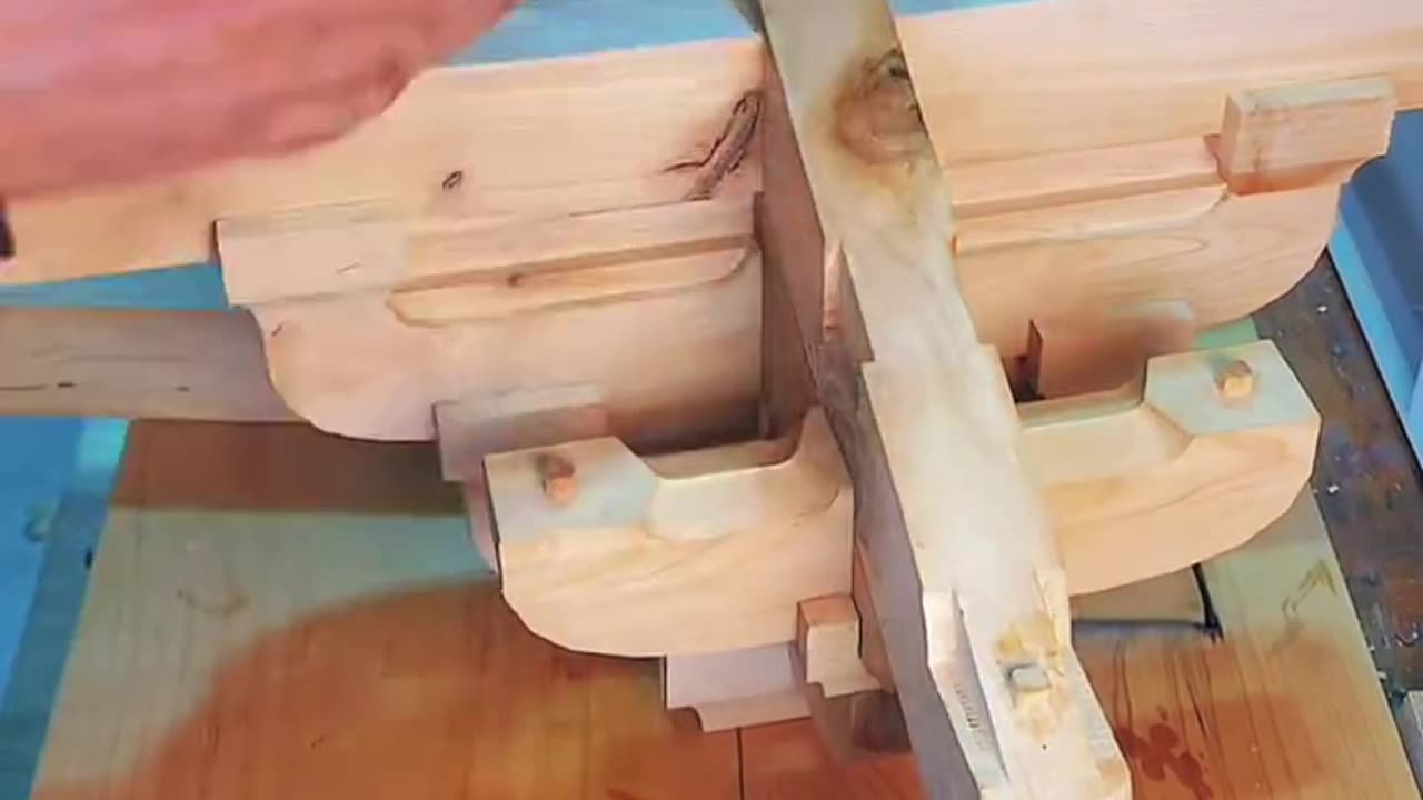 The five-story bracket is complete, with mortise and tenon structure