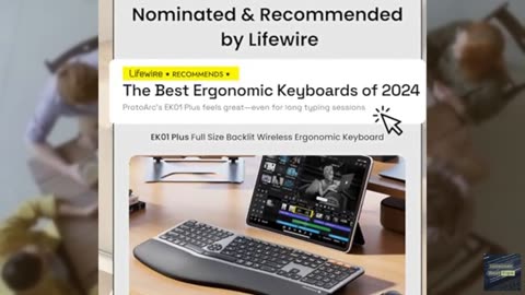 Backlit Bluetooth Ergonomic Keyboard, ProtoArc EK01 Plus Full Size Wireless Spli