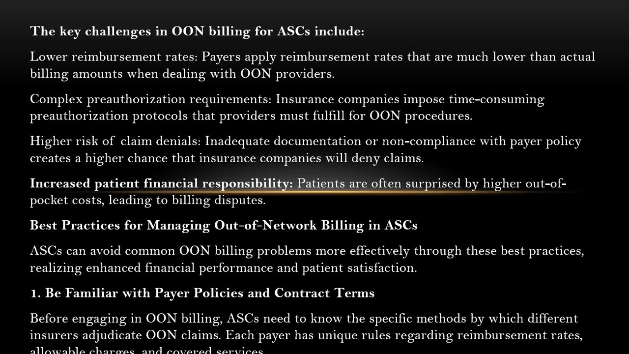 Handling Out-of-Network Billing in ASCs- Best Practices